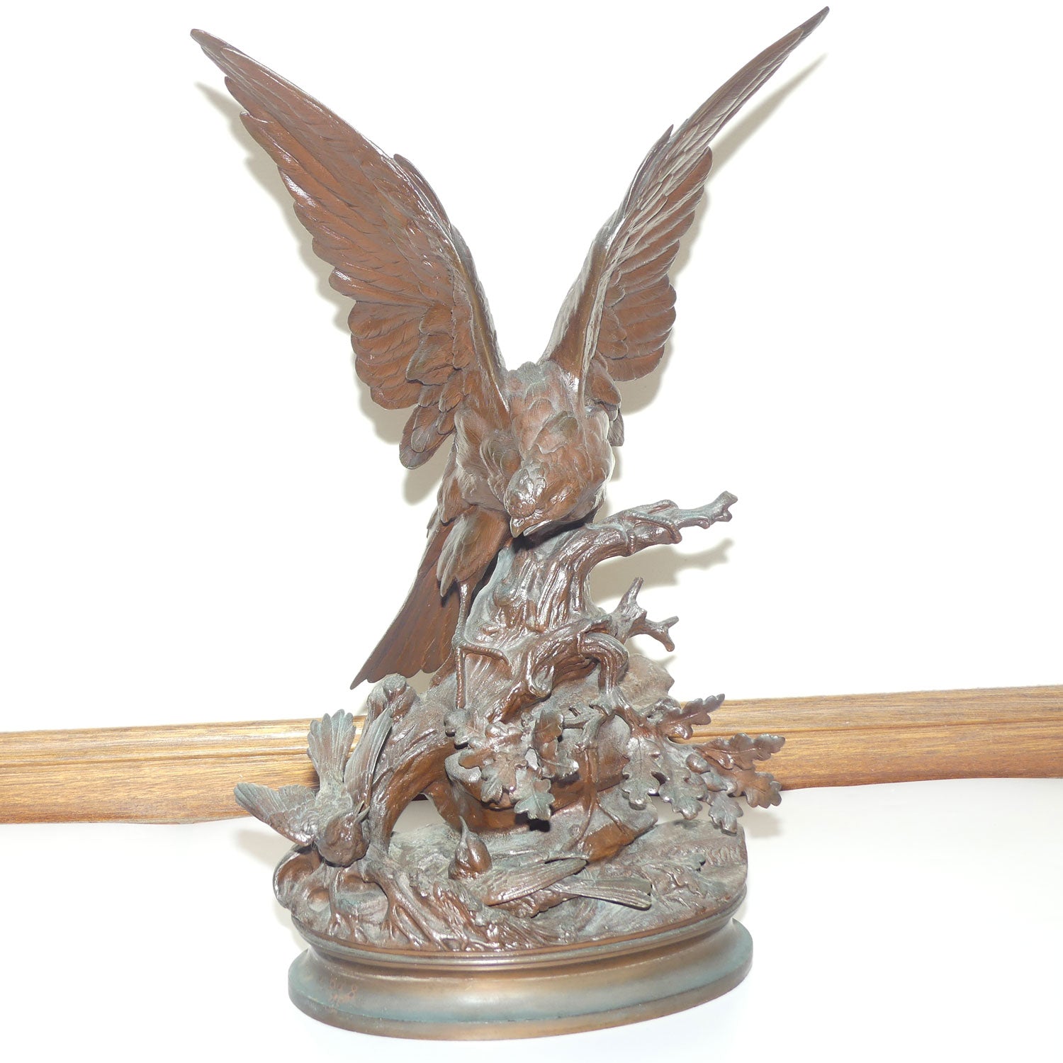 Bronze of an Eagle with Wings Outstretched and Egrets by Alphonse-Alexandre Arson