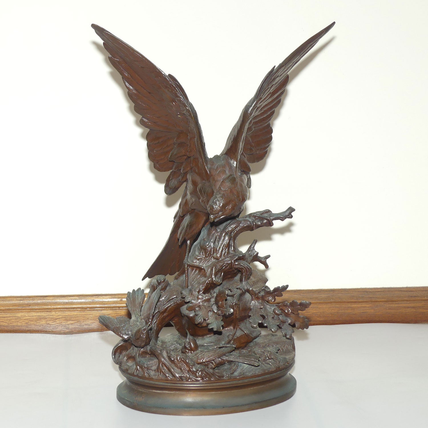 Bronze of an Eagle with Wings Outstretched and Egrets by Alphonse-Alexandre Arson