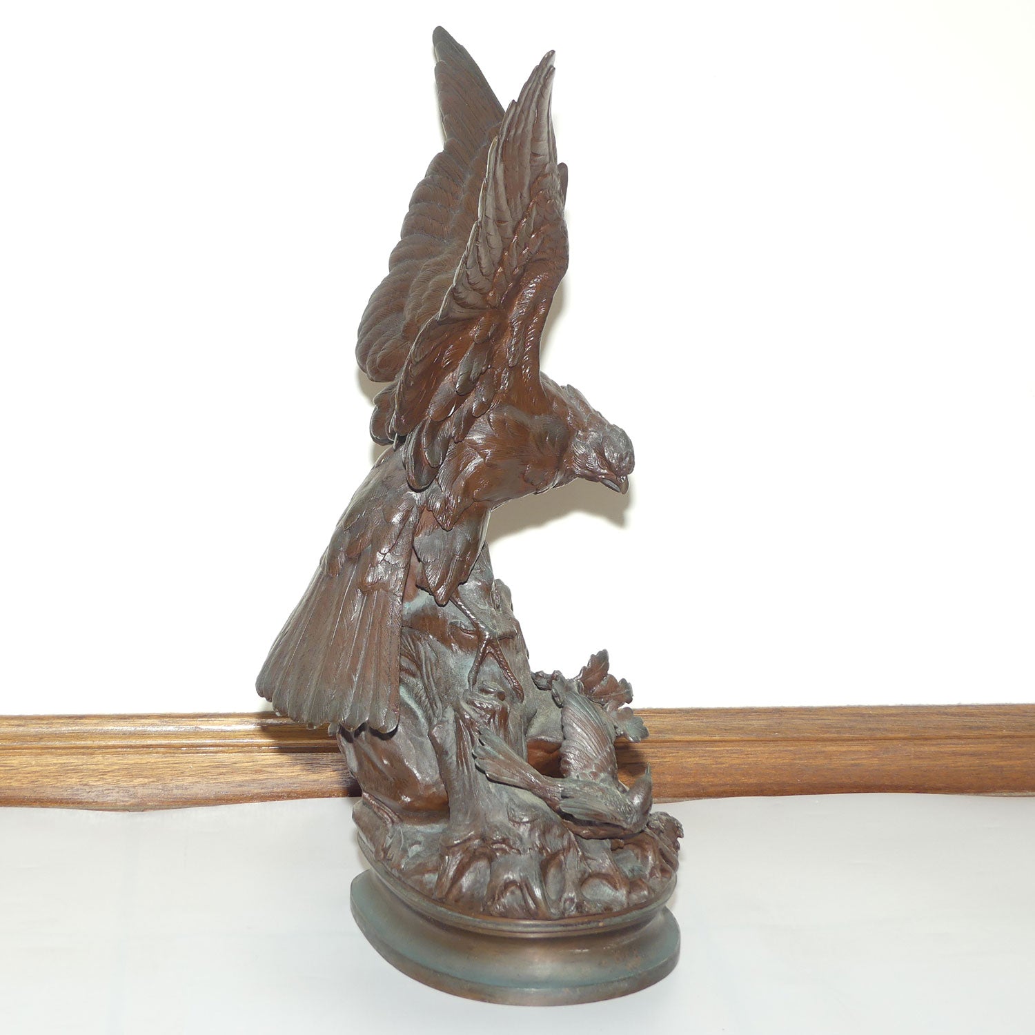 Bronze of an Eagle with Wings Outstretched and Egrets by Alphonse-Alexandre Arson