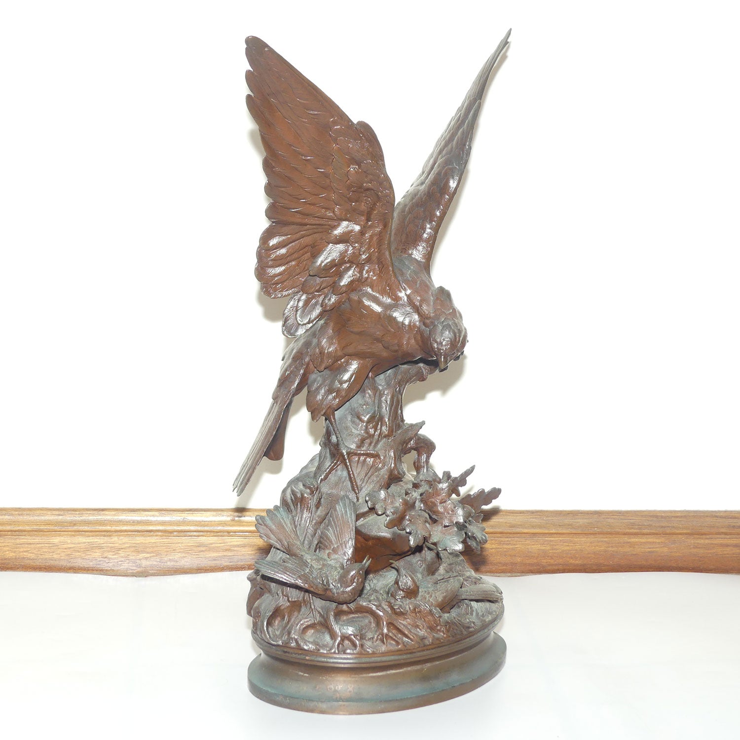 Bronze of an Eagle with Wings Outstretched and Egrets by Alphonse-Alexandre Arson