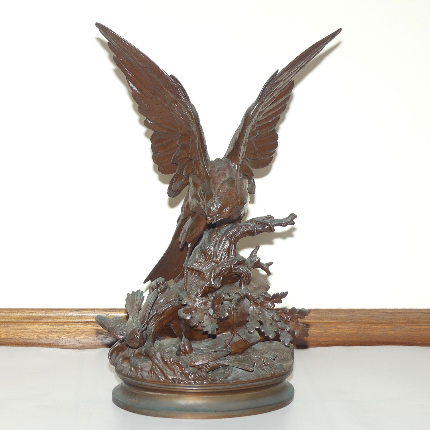Bronze of an Eagle with Wings Outstretched and Egrets by Alphonse-Alexandre Arson