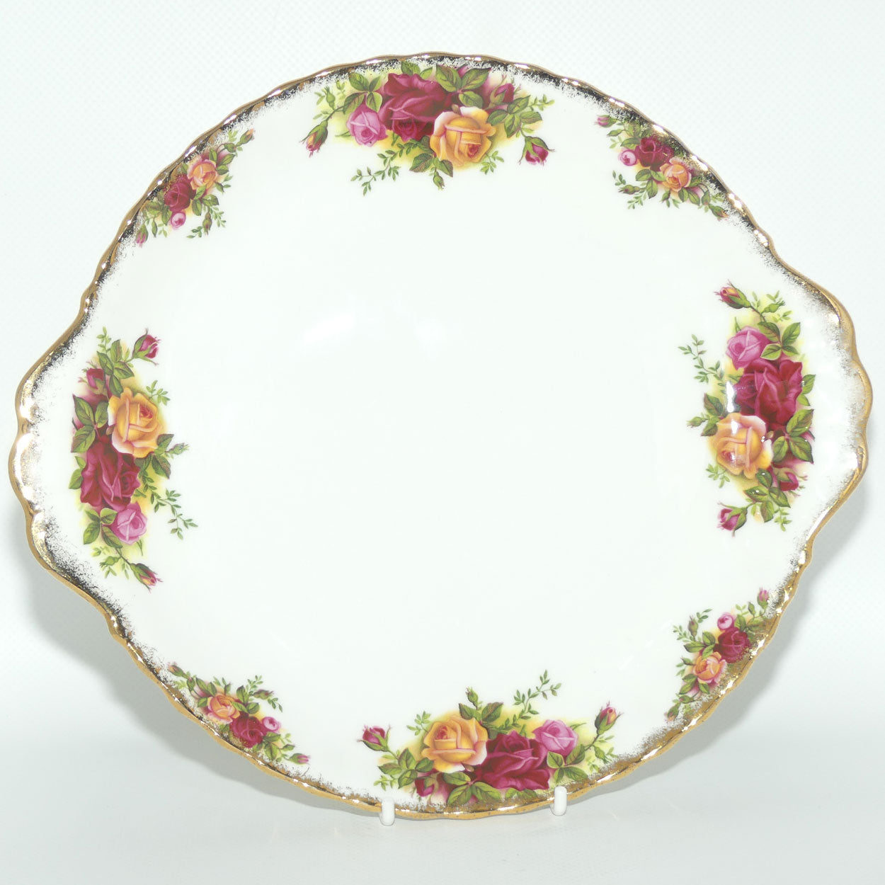 Royal Albert Bone China England Old Country Roses handled cake plate | early stamp