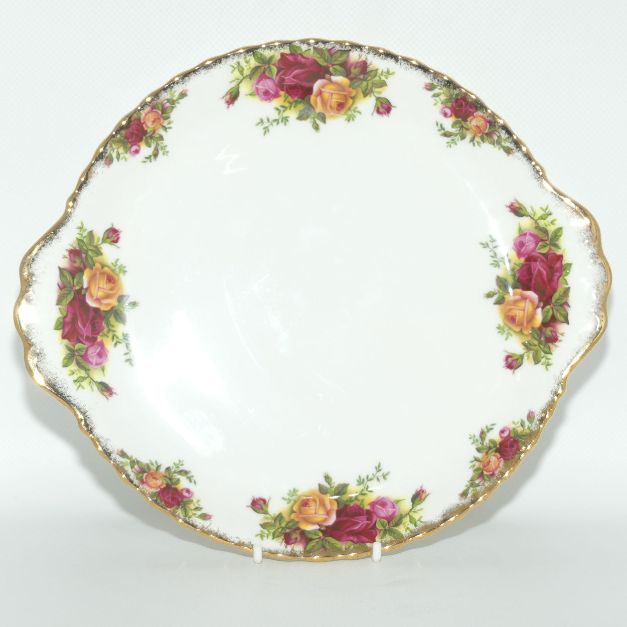 Royal Albert Bone China England Old Country Roses handled cake plate | early stamp