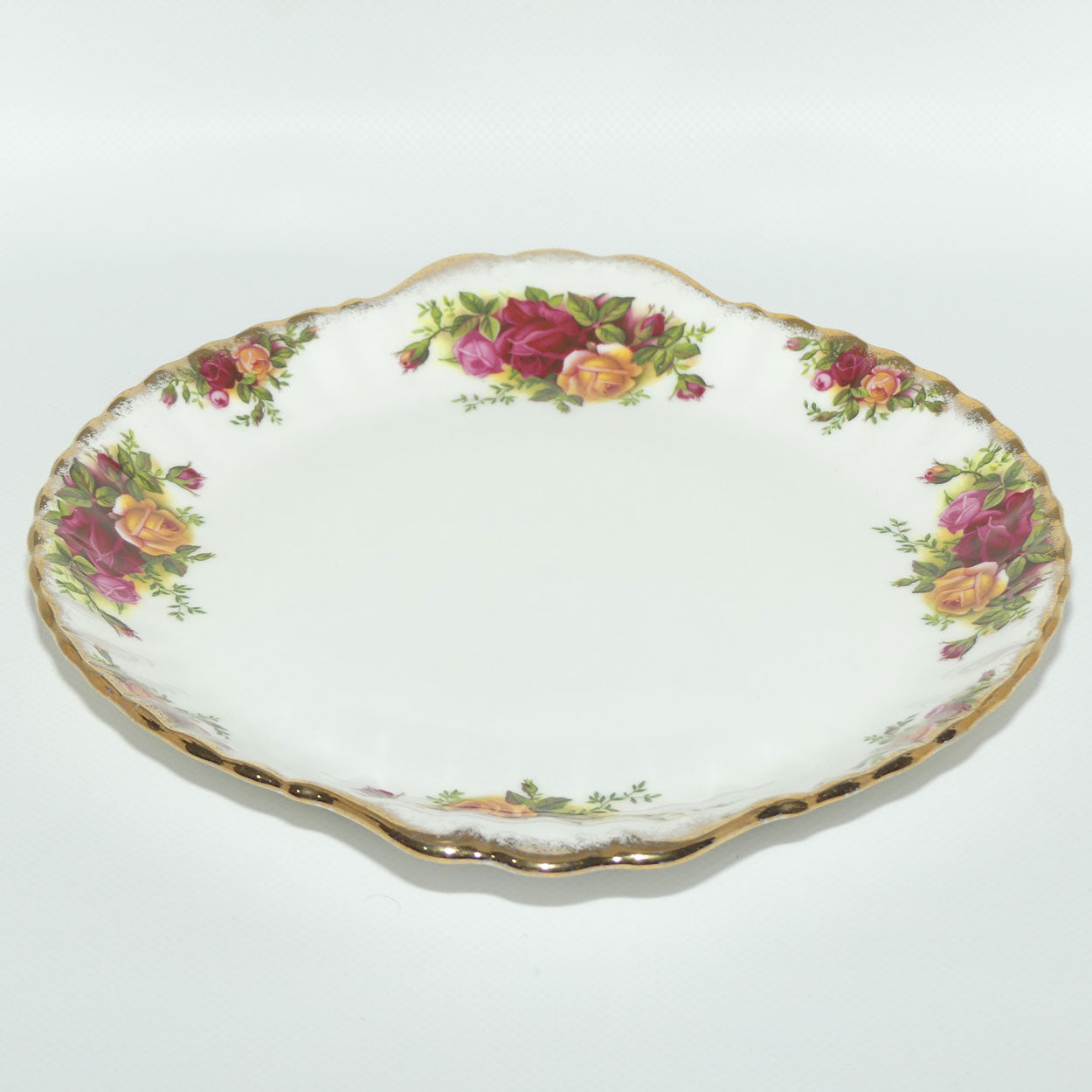Royal Albert Bone China England Old Country Roses handled cake plate | early stamp
