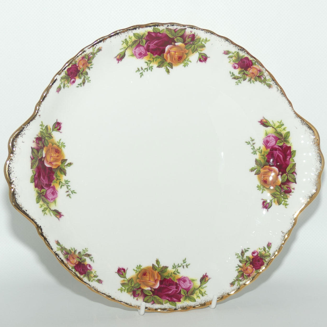 Royal Albert Bone China England Old Country Roses handled cake plate | early stamp | #2