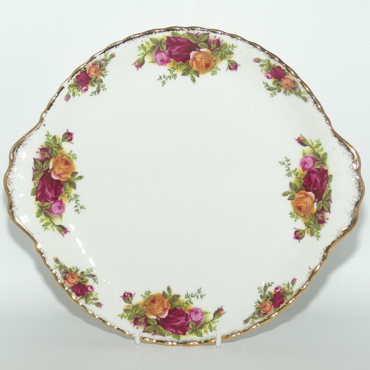 Royal Albert Bone China England Old Country Roses handled cake plate | early stamp | #2