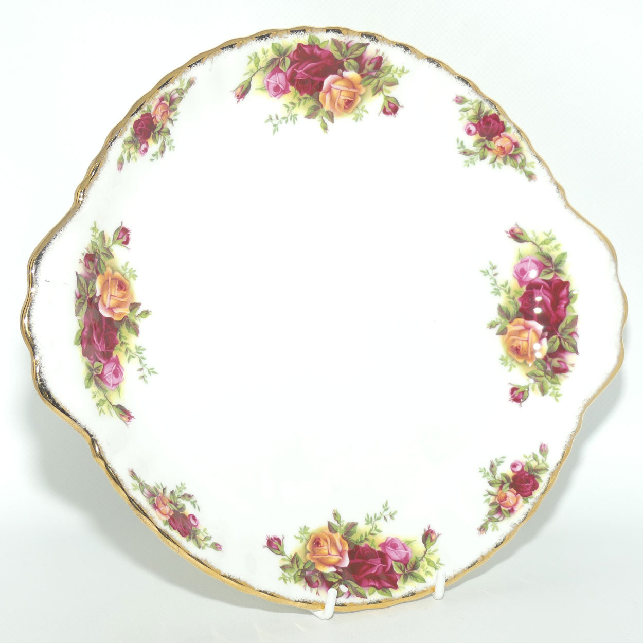 Royal Albert Bone China England Old Country Roses handled cake plate | early stamp | #3