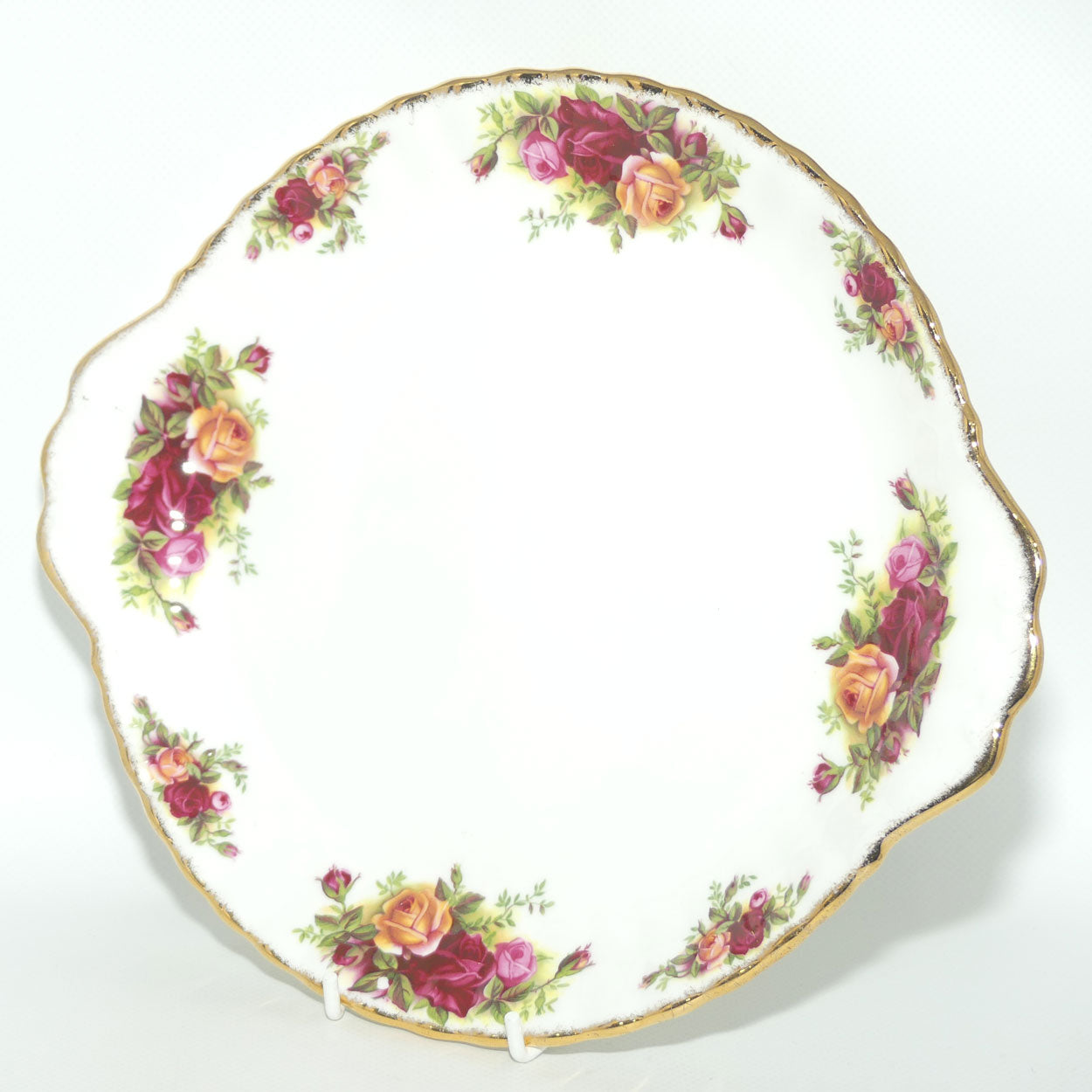 Royal Albert Bone China England Old Country Roses handled cake plate | early stamp | #3