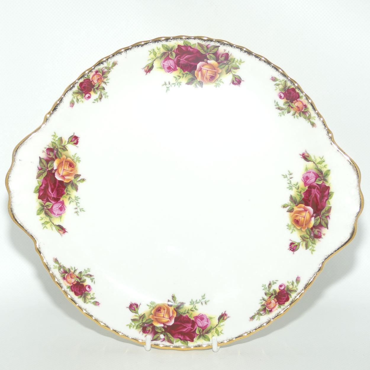 Royal Albert Bone China England Old Country Roses handled cake plate | early stamp | #3