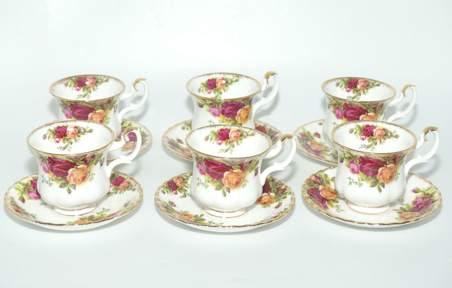 Royal Albert Bone China England Old Country Roses coffee duo set of 6 | Early stamp