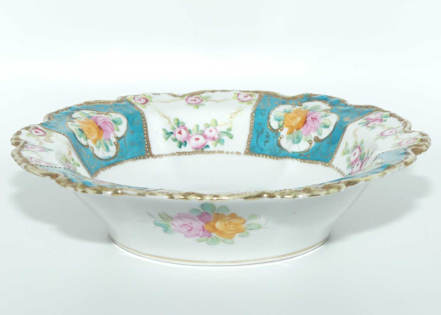 early Nippon | Noritake Hand Painted and Gilt Jewelled floral bowl