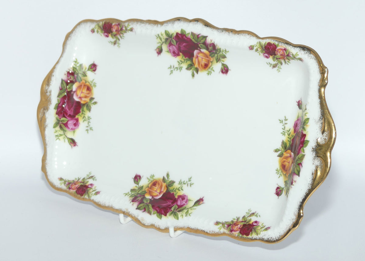 Royal Albert Bone China England Old Country Roses Rectangular Sandwich Tray | early backstamp | #2