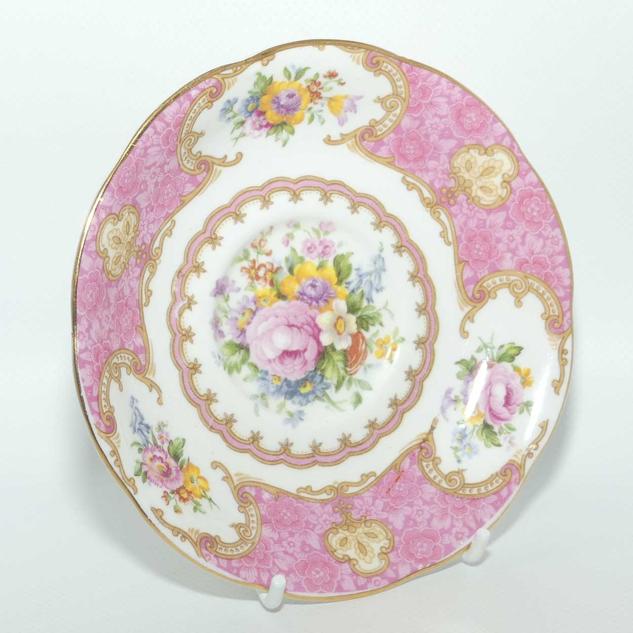 Royal Albert Bone China Lady Carlyle trio | Pink | Malvern | early Regd basestamp