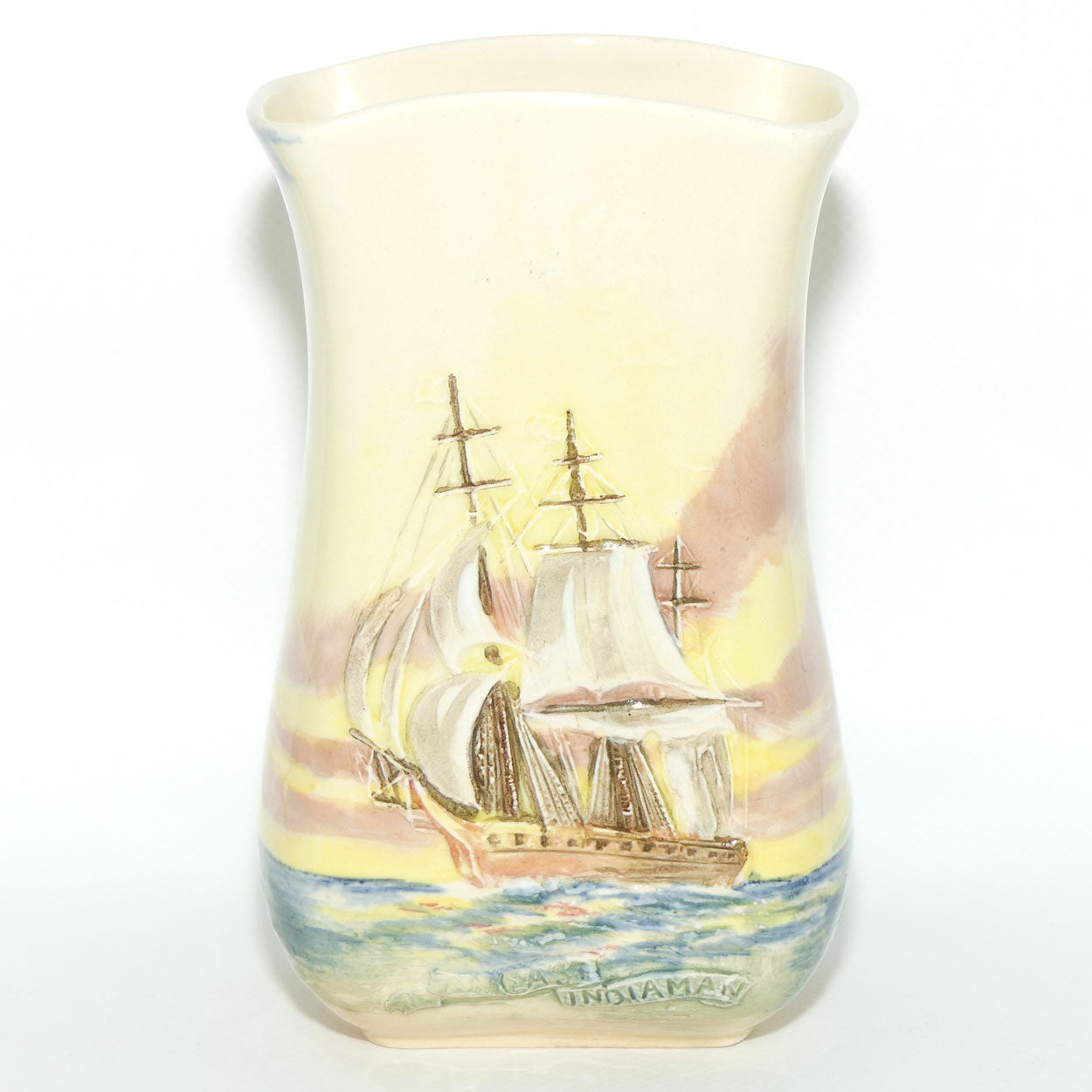 Royal Doulton Famous Ships East Indiaman tall flaired vase D5957