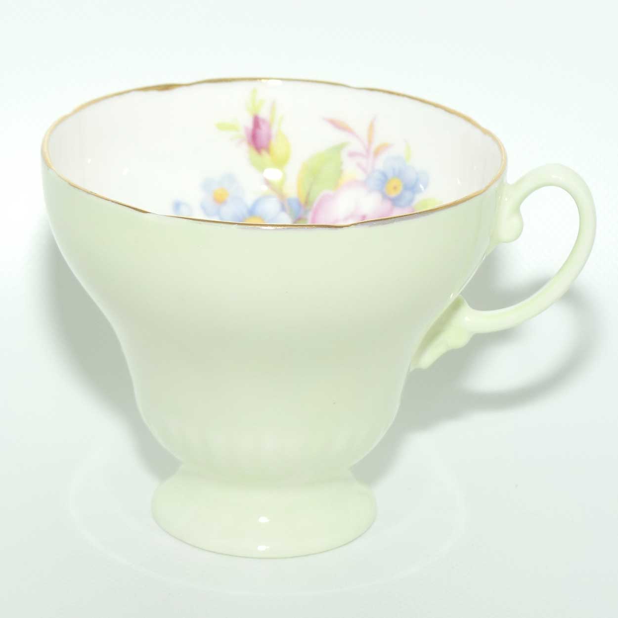 EB Foley Bone China Floral Spray trio | Light Green wash | Footed cup