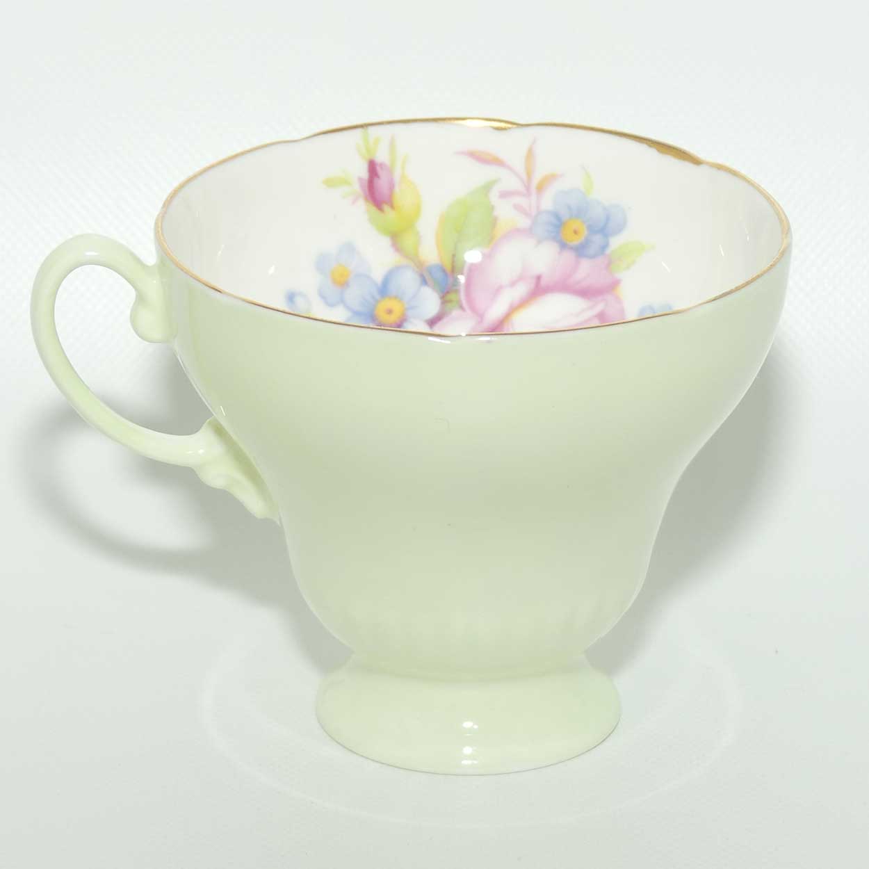 EB Foley Bone China Floral Spray trio | Light Green wash | Footed cup