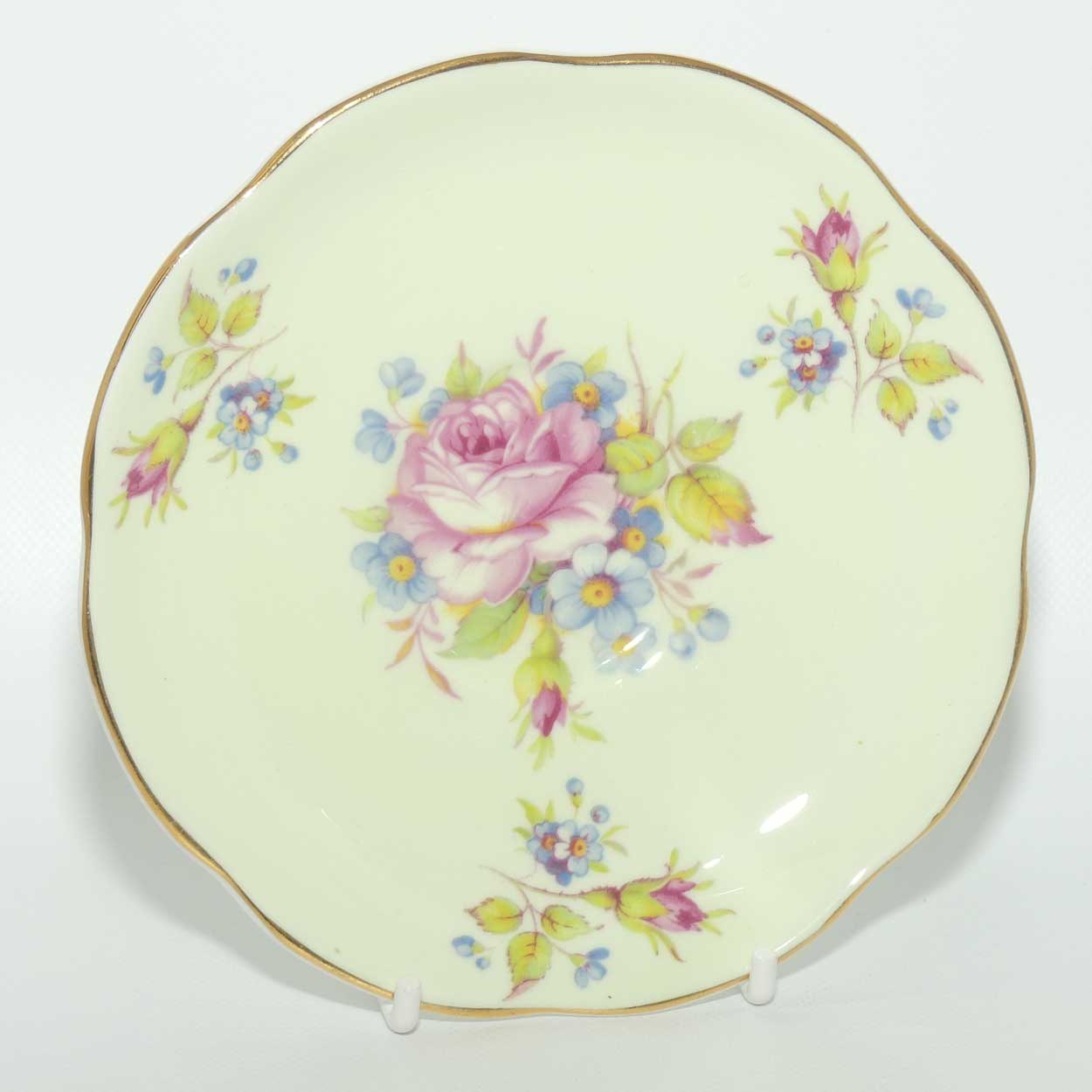 EB Foley Bone China Floral Spray trio | Light Green wash | Footed cup