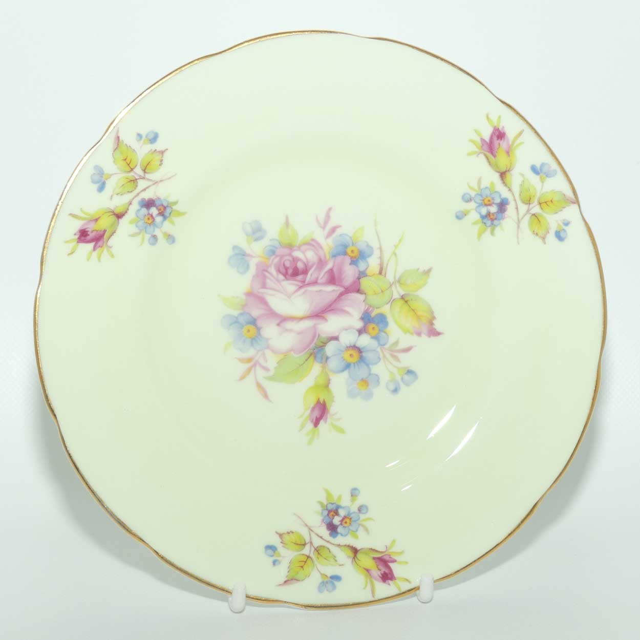 EB Foley Bone China Floral Spray trio | Light Green wash | Footed cup