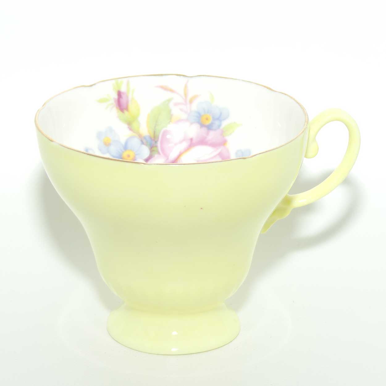 EB Foley Bone China Floral Spray trio | Buttercup Yellow wash | Footed cup