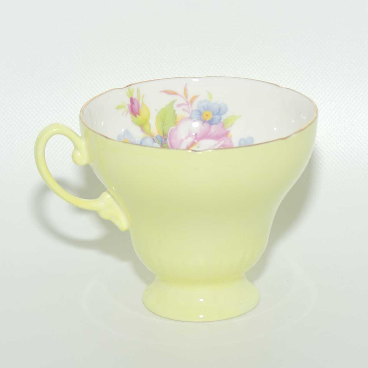 EB Foley Bone China Floral Spray trio | Buttercup Yellow wash | Footed cup