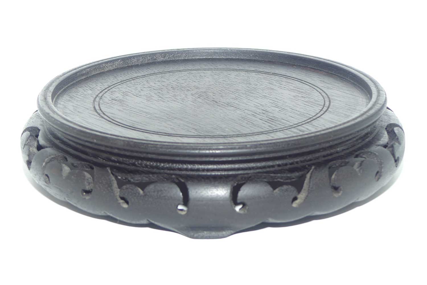 Ebonised Chinese carved vase stand | 18.5cm diam