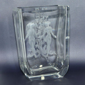 Superb Engraved Adam and Eve | Garden of Eden vase by Elis Bergh for Kosta Sweden