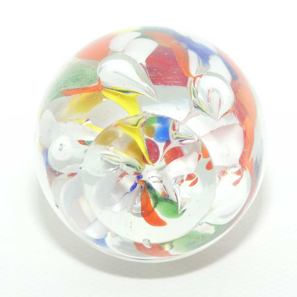 Controlled bubble within Multicoloured Mushroom egg shape paperweight | #2
