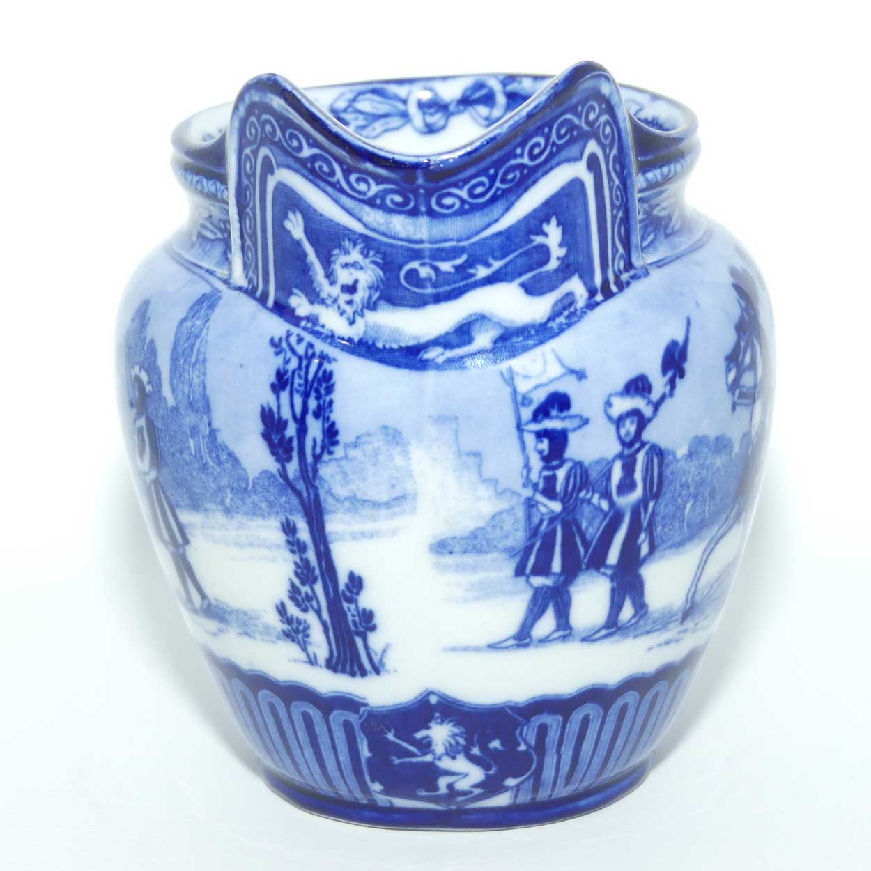 Royal Doulton Flow Blue Eglinton Tournament jug D1425 | Castle shape