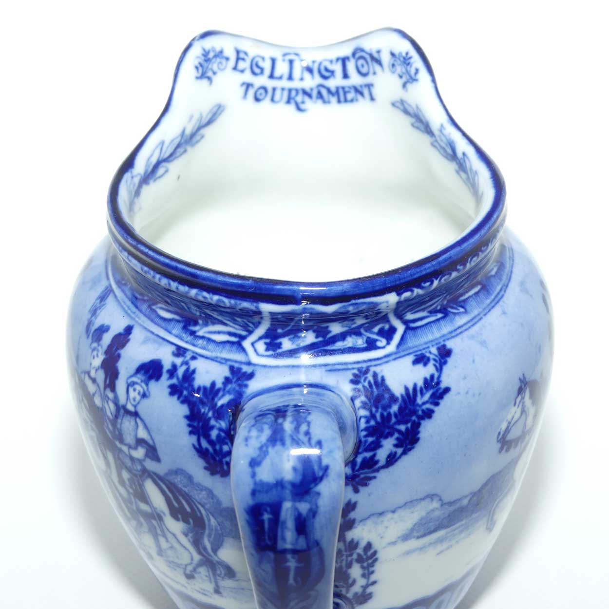 Royal Doulton Flow Blue Eglinton Tournament jug D1425 | Castle shape