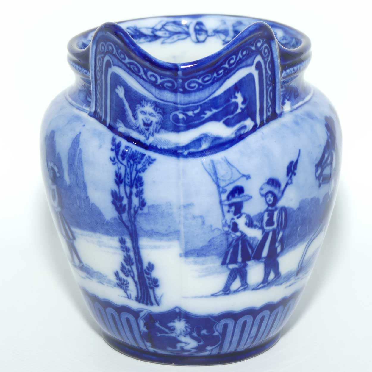 Royal Doulton Flow Blue Eglinton Tournament jug D1425 | Castle shape