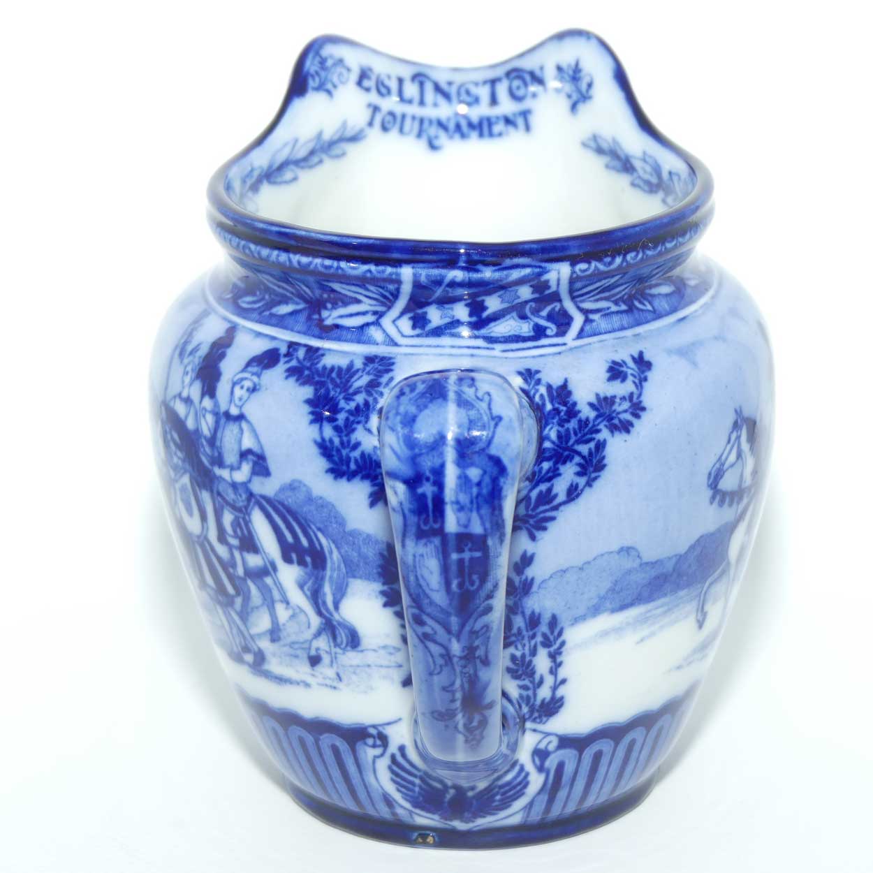 Royal Doulton Flow Blue Eglinton Tournament jug D1425 | Castle shape