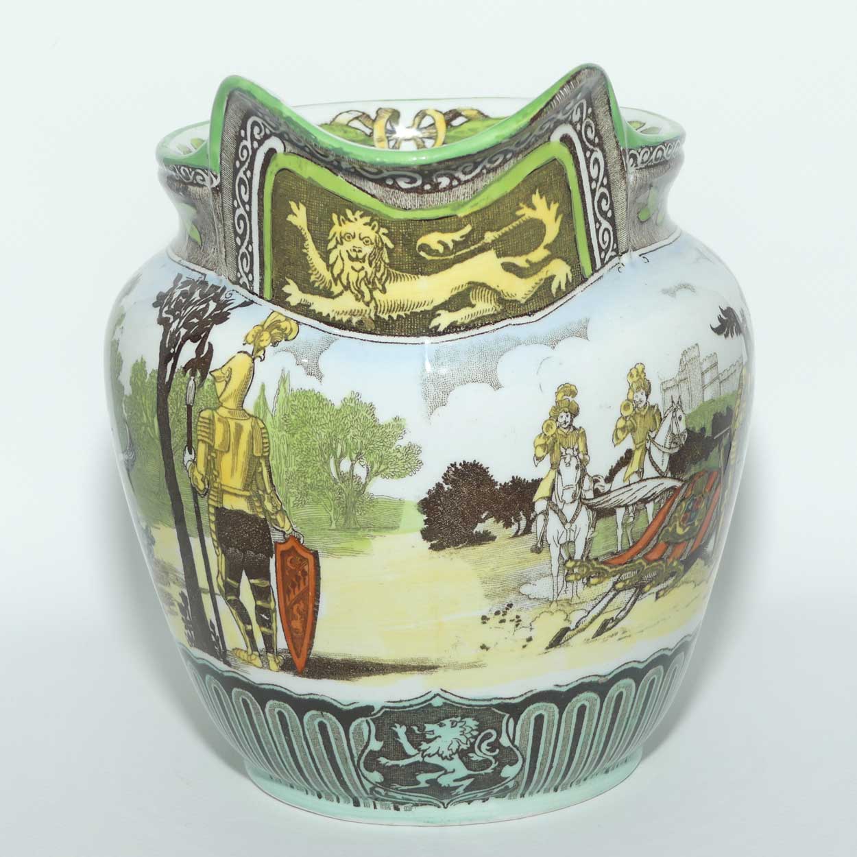 Royal Doulton Eglinton Tournament jug D1425 | Castle shape | Sepia and Green