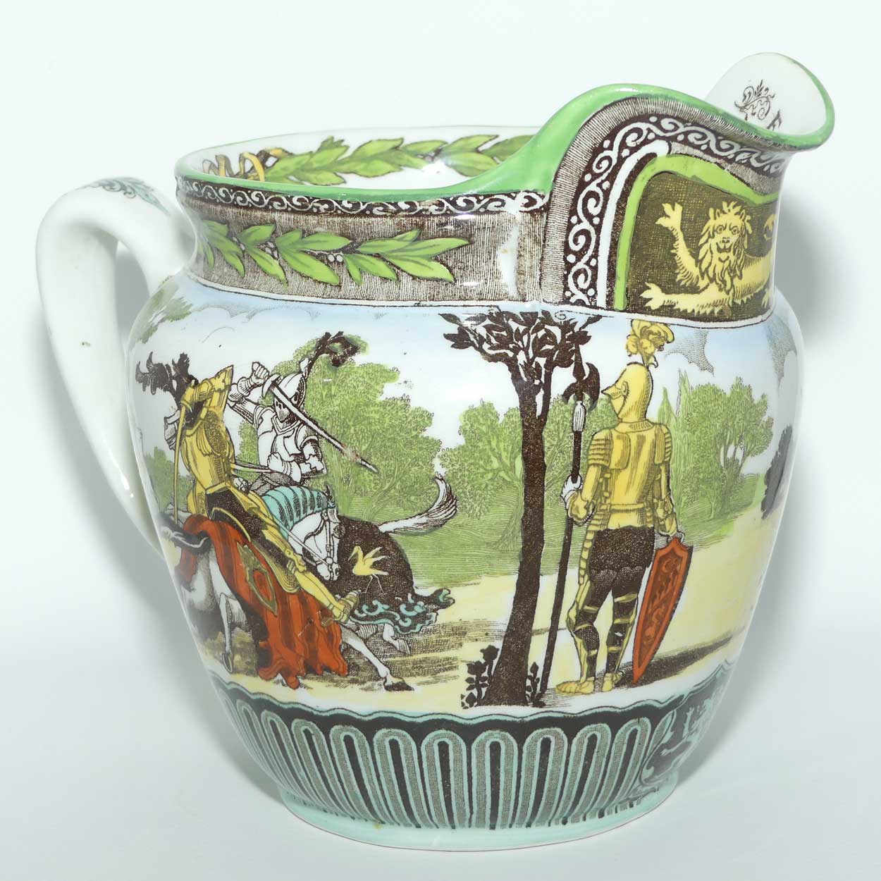 Royal Doulton Eglinton Tournament jug D1425 | Castle shape | Sepia and Green