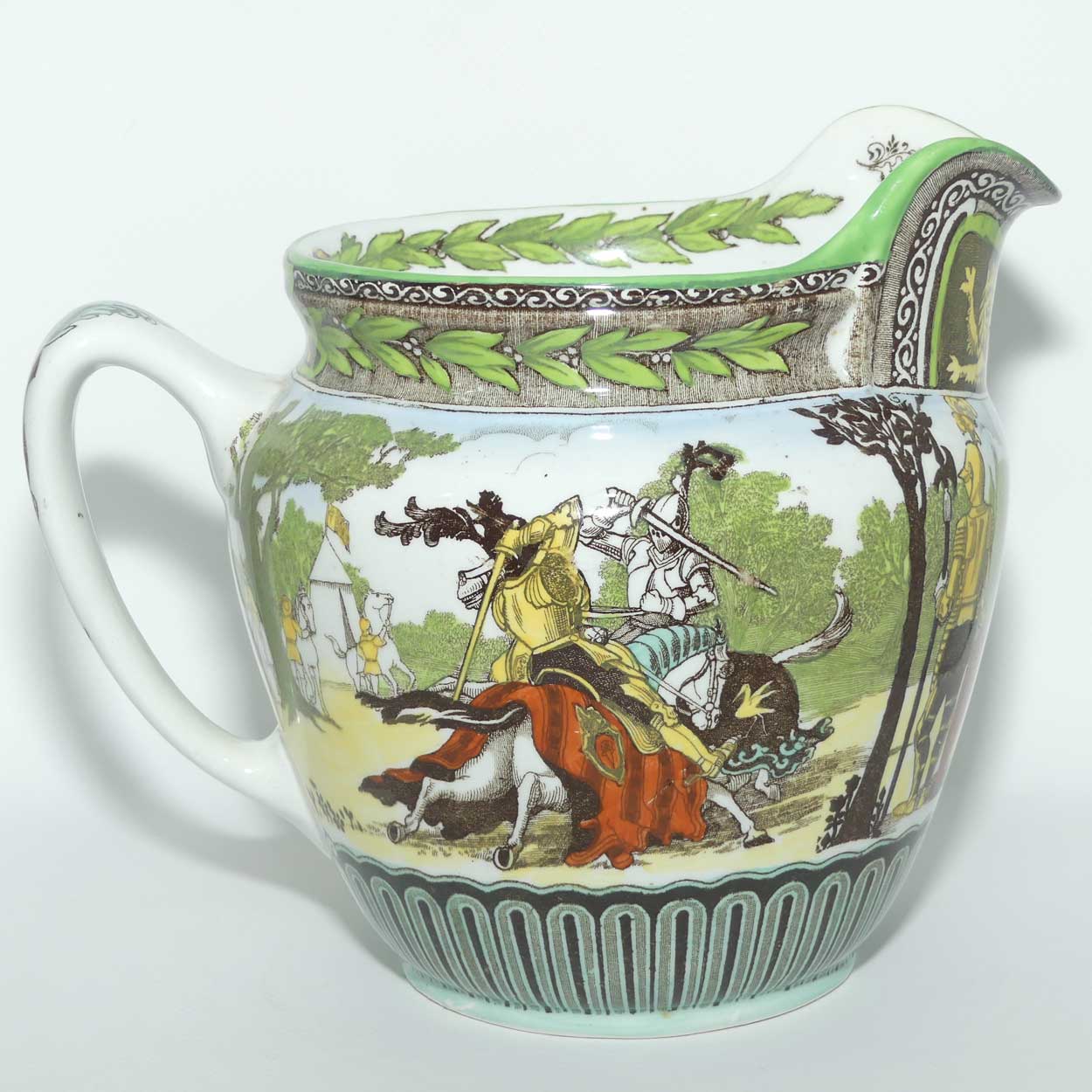 Royal Doulton Eglinton Tournament jug D1425 | Castle shape | Sepia and Green
