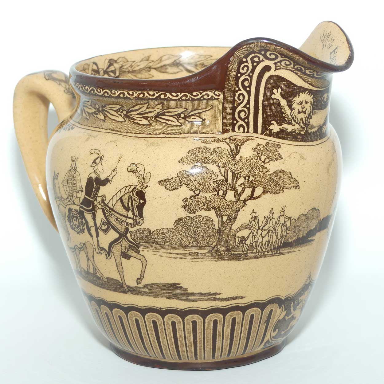 Royal Doulton Eglinton Tournament pattern jug | Castle shape | Whieldon Glaze