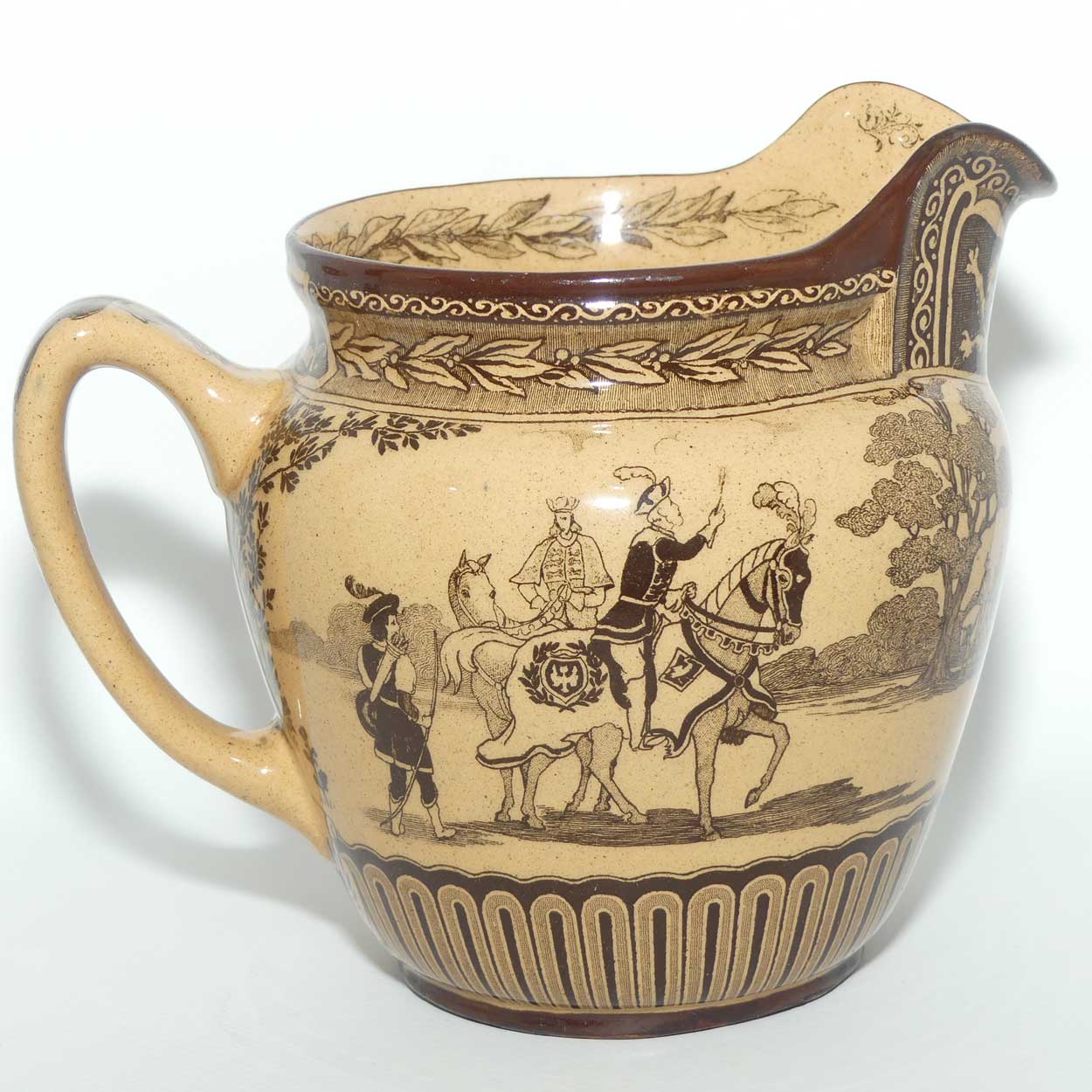 Royal Doulton Eglinton Tournament pattern jug | Castle shape | Whieldon Glaze