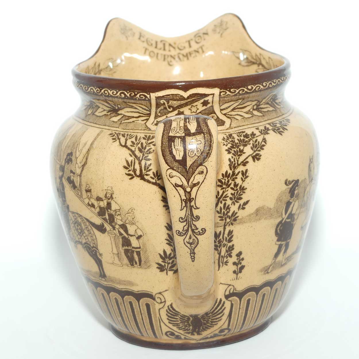 Royal Doulton Eglinton Tournament pattern jug | Castle shape | Whieldon Glaze