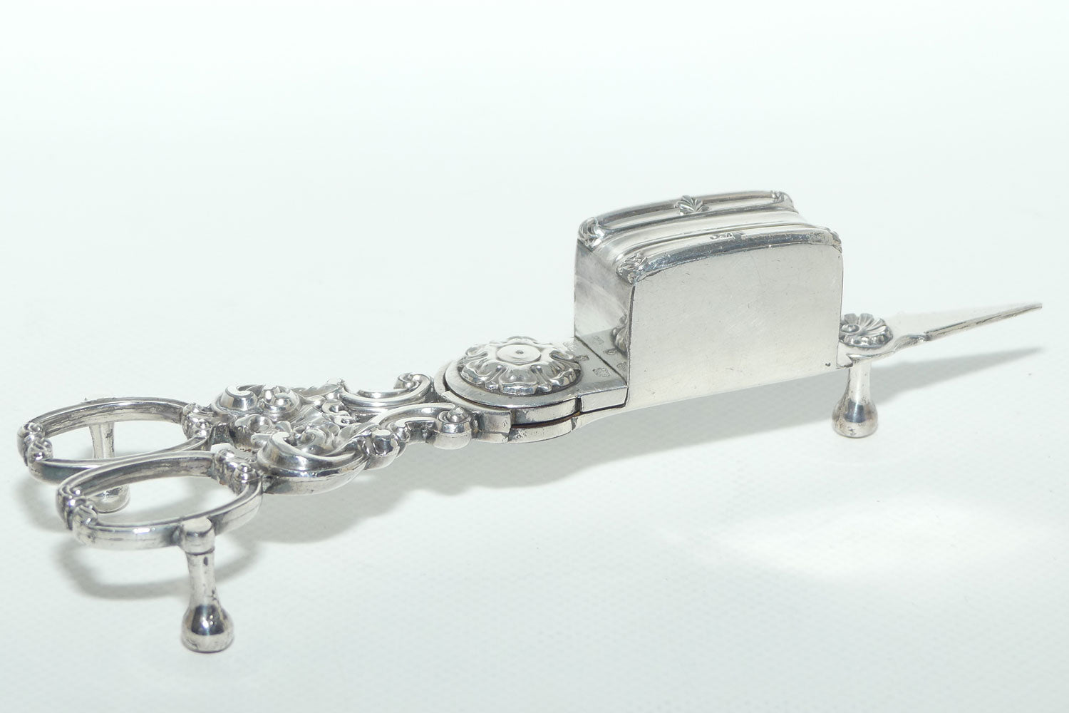 Mid Victorian era pair of Silver Plate Wick trimmers | Gilbert manufacture