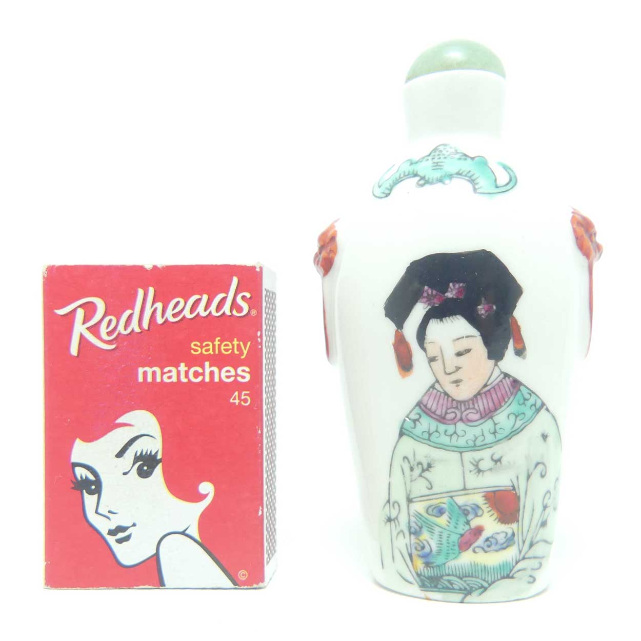 Vintage Porcelain Snuff Bottle | Chinese Emporer and Empress scenes