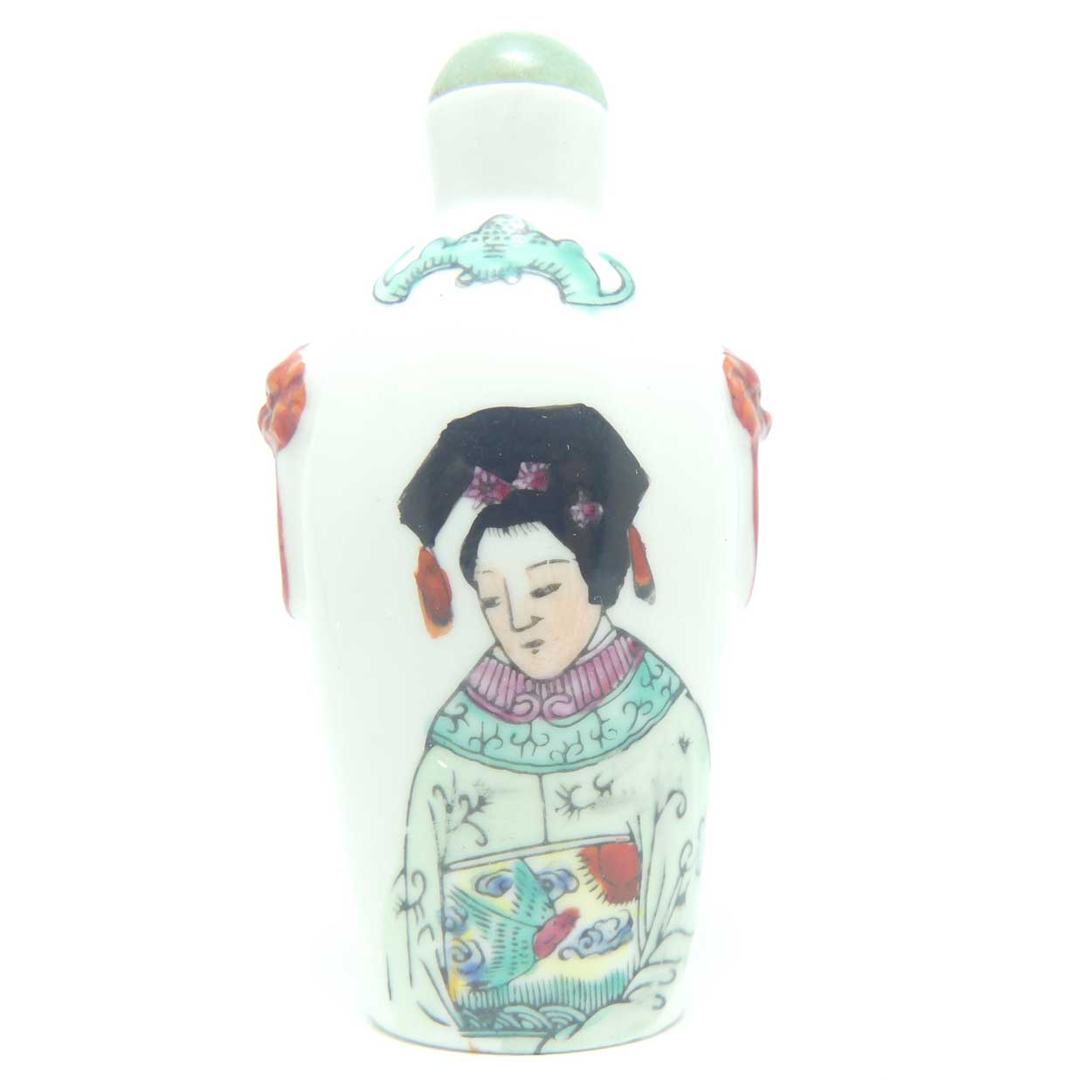 Vintage Porcelain Snuff Bottle | Chinese Emporer and Empress scenes