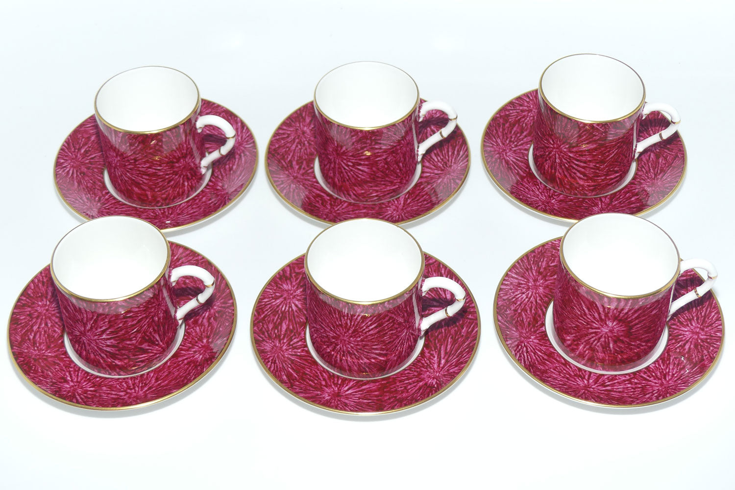 Royal Worcester Empress Rouge set of 6 demi tasse cups and saucers