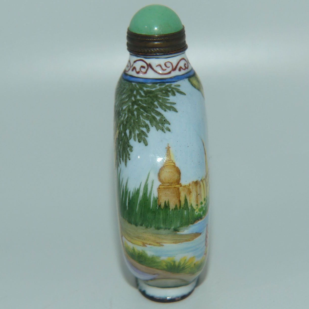Chinese Hand Painted Enamel on Copper Snuff bottle | European Ladies on Either side