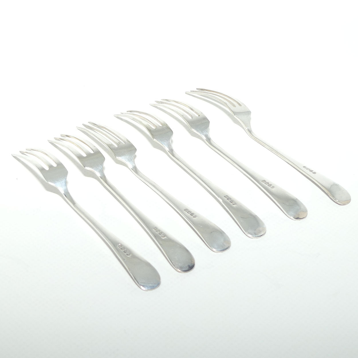 Set of 6 EPNS A1 cake forks | Embossed handles | boxed