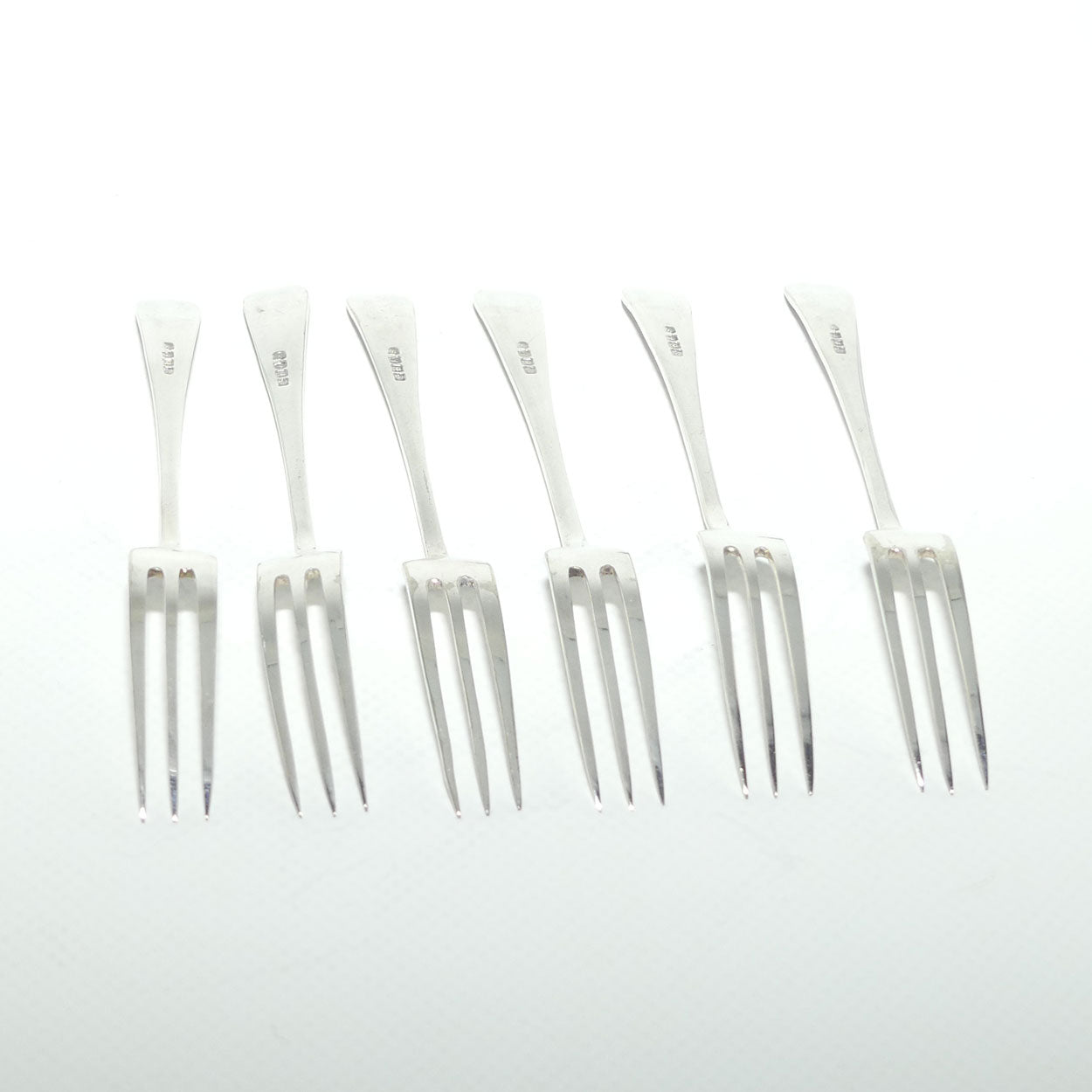 Set of 6 EPNS A1 cake forks | Embossed handles | boxed
