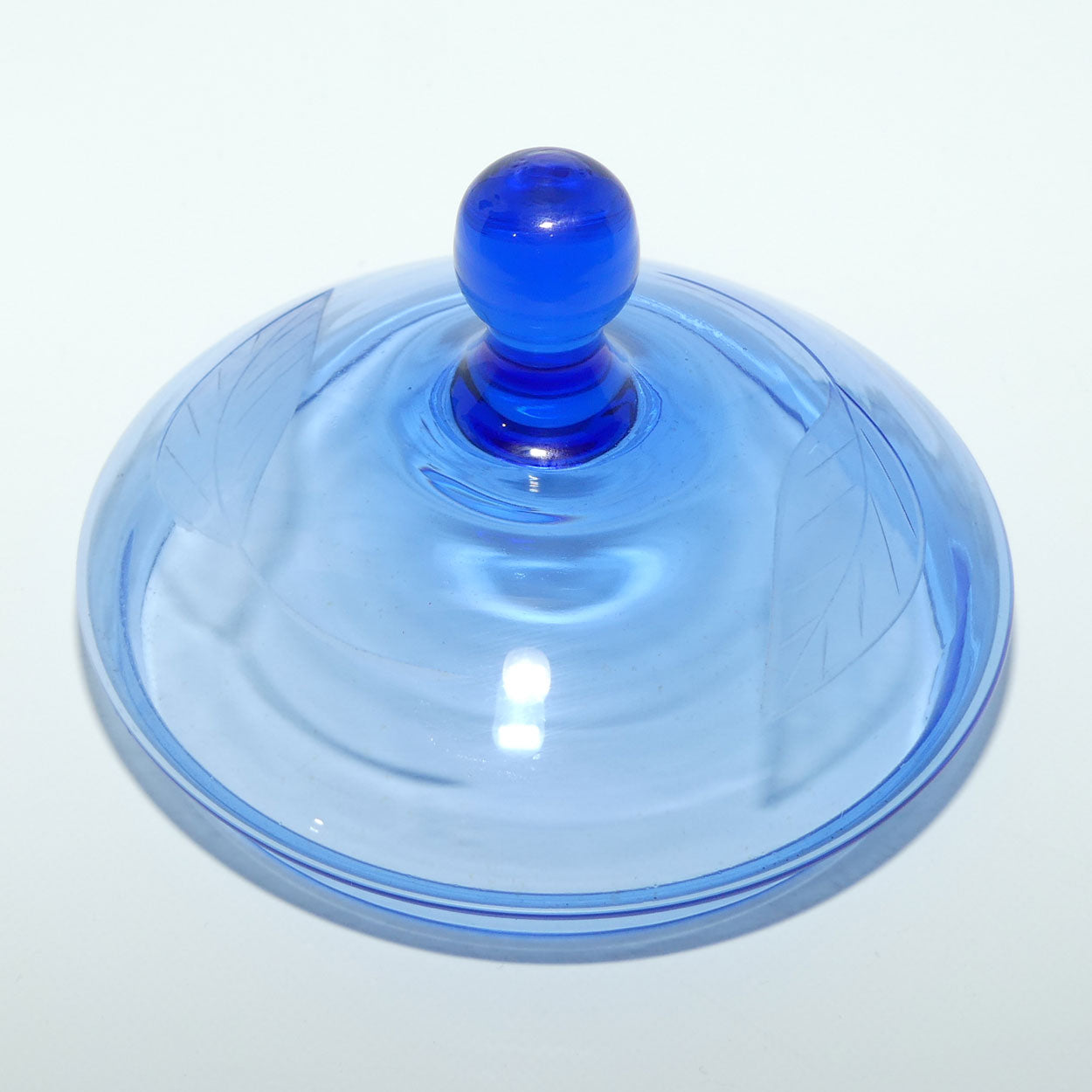 Vintage Etched and Facetted Leaf design lidded jar