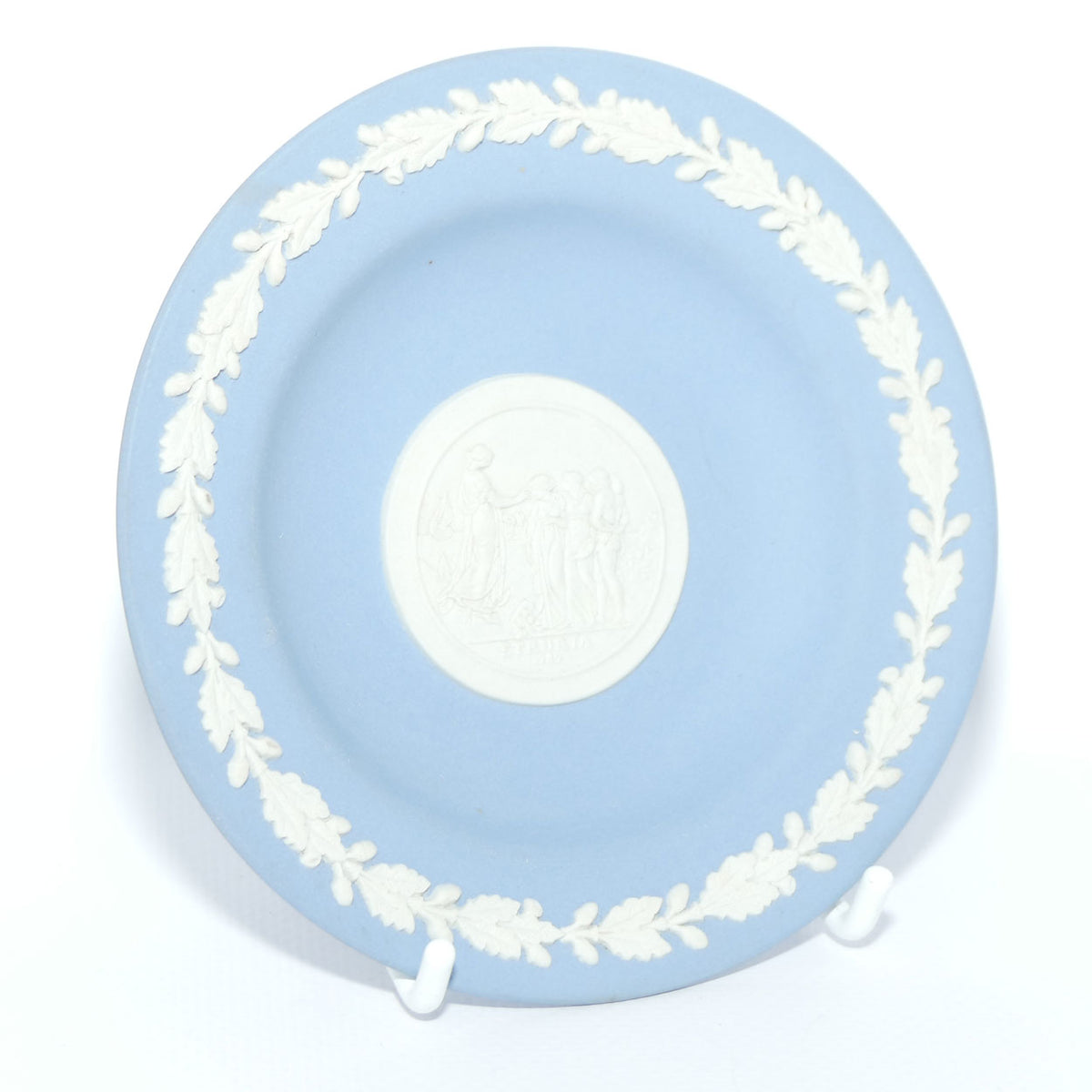 Wedgwood Jasper miniature plate | White on Pale Blue | Sydney Cove Medallion in Cameo | Australian theme