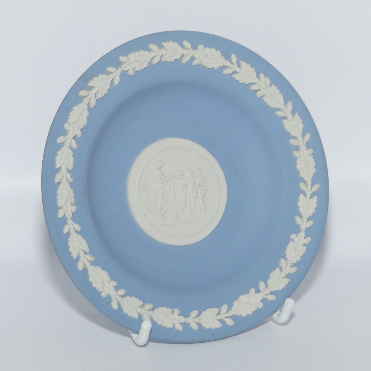 Wedgwood Jasper miniature plate | White on Pale Blue | Sydney Cove Medallion in Cameo | Australian theme