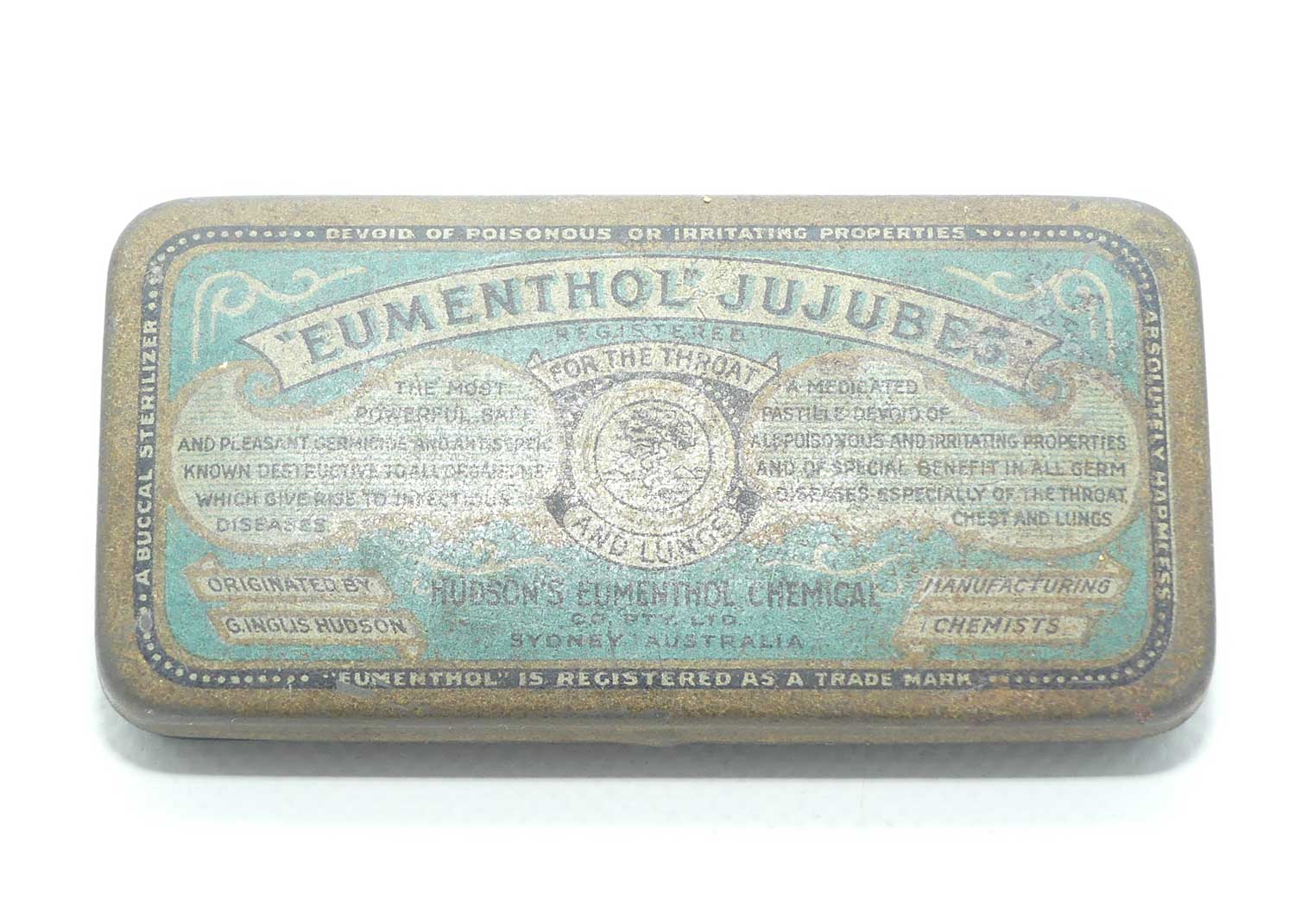 Eumenthol Jujubes tin | Hudson Eumenthol Chemical Co Pty Ltd Australia