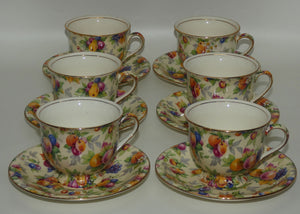 Royal Winton Evesham Chintz set of 6 coffee duos