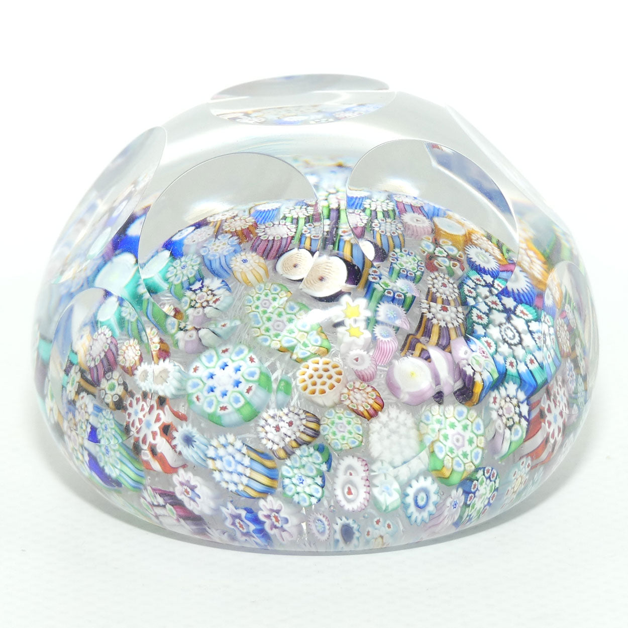 John Deacons Scotland Closepack Millefiori Facetted Medium paperweight